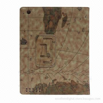 New Leather Case for iPad 2/3/4, Earth Pattern, Selling Uk, US, Canada, Spain, Asia